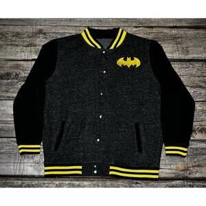 Batman Varsity Jacket Mens 2XL Fleece Snap Button Letterman Style DC Comics Coat